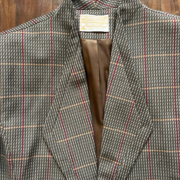 Vintage Pendleton Brown Plaid Skirt Set Wool Size 12 - Picture 9 of 15